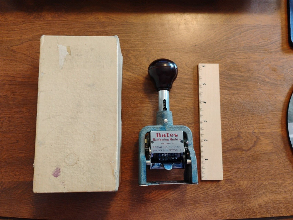 Vintage BATES NUMBERING MACHINE 6 Wheels Style E Stamper