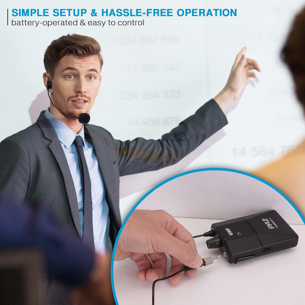 Dual UHF Microphone System - Portable Professional Cordless Microphone Set Wirel