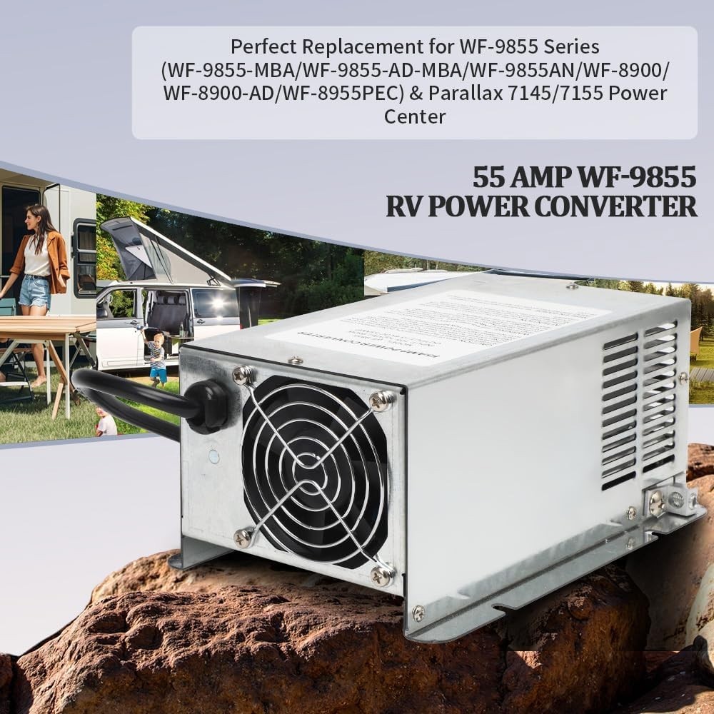 WF-9855 RV Converter 55 Amp Deck Power Converter Charger RV Trailer Camper 12V