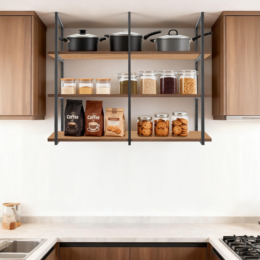 3PCS Rectangular Shelf Bracket Wall/Floor/Ceiling Mount Storage Shelving Bracket