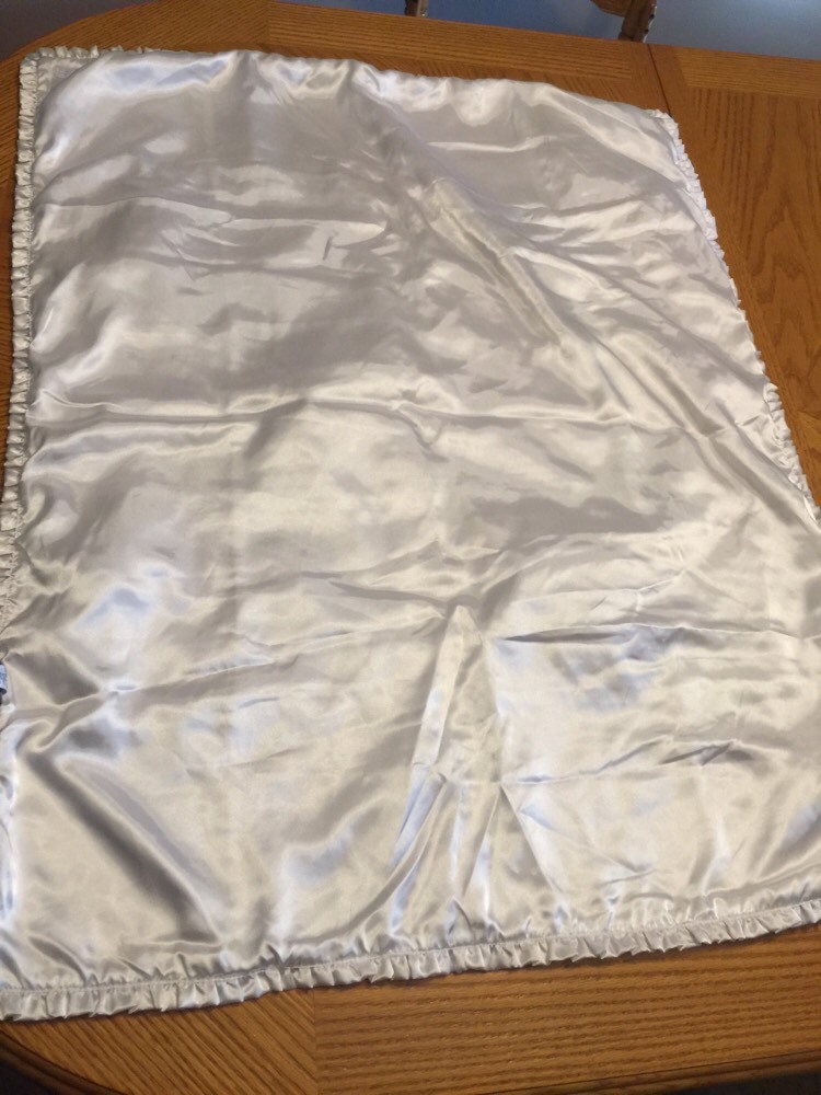 Carters White Patchwork Baby Blanket White Square Embroidered Flowers