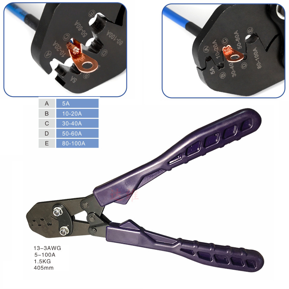 70pcs Open Barrel Copper Ring Terminal Lugs Crimping Tool Crimper Plier Kit
