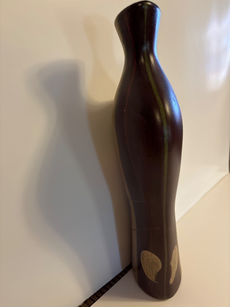 MCM wood look abstract design ceramic 14" vase