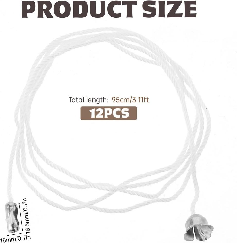 12PCS Ceiling Fan Pull Cord Extenders Light Switch Pull Chain String with Connec