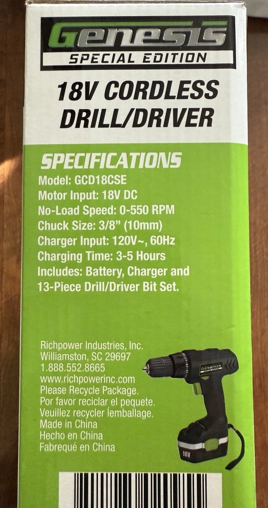 Genesis Special Edition 18v Cordless Drill/Driver