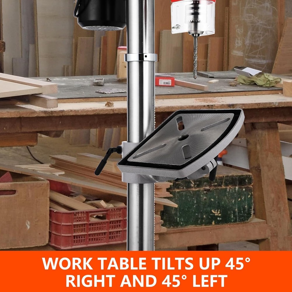 13in. Benchtop Drill Press, 7.5A 120V,Variable Speed Cast Iron Bench Drill Press