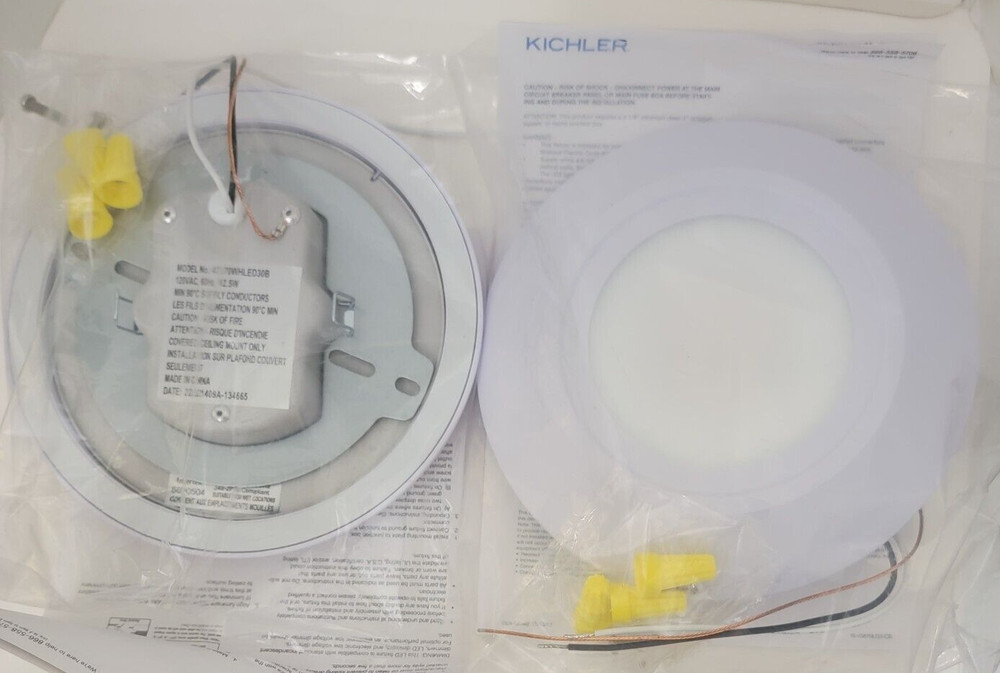 2 pk KICHLER 43870 WHLED30B WHITE, LED, 12.5 W, 3000K Dimmable Polycarbonate