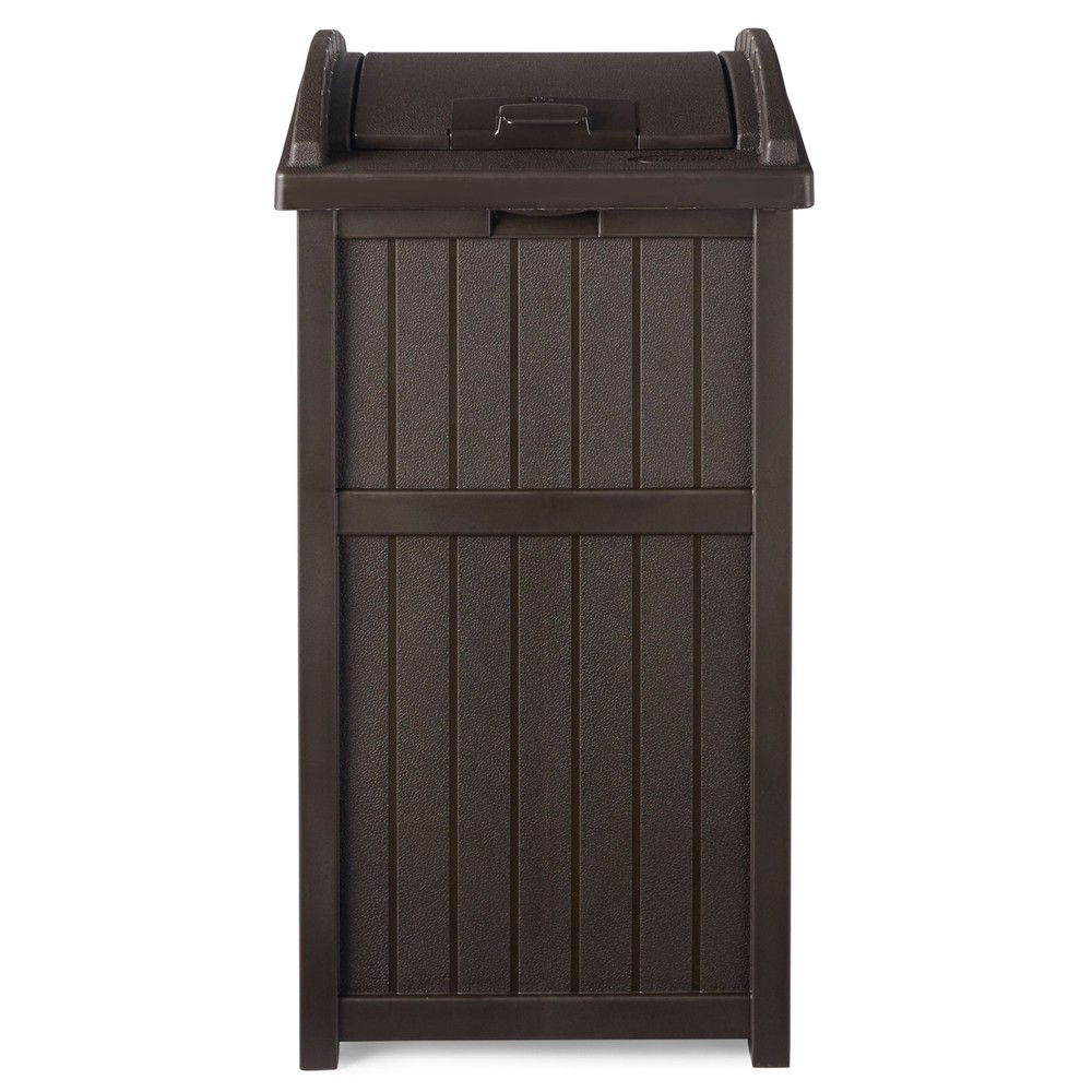 Suncast GH1732J Trashcan Hideaway Outdoor 33 Gallon Garbage Waste Bin, Java