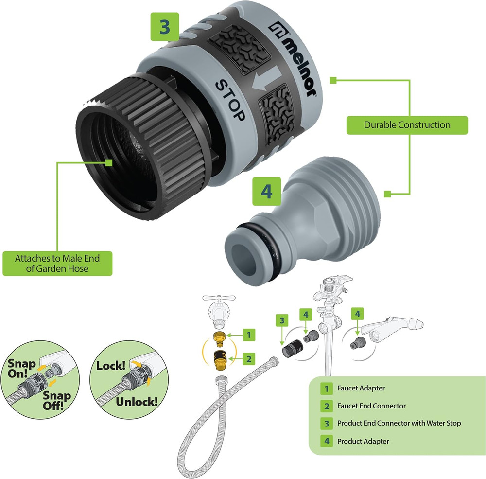 65175AMZ 6 Piece Quick Connect Starter Set Connector Bundle, Product Adapter