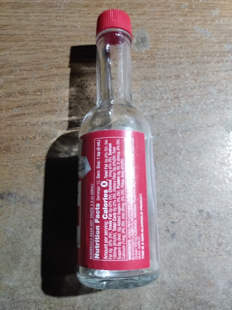 Empty Budweiser Beer Hot Sauce Bottle Limited Edition