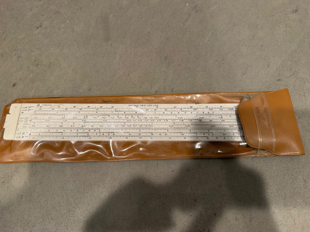 Sterling Decimal Trig Log-Log slide rules, with case