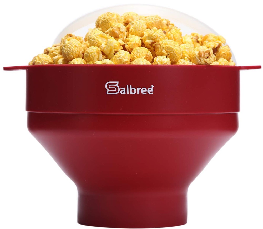 The Original Salbree Collapsible Silicone Microwave Popcorn 16 Cup, Ruby Red