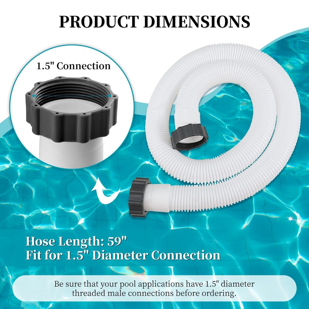 29060E Pool Pump Replacement Hoses for Above Ground White 2-Pack 1.5"x59"