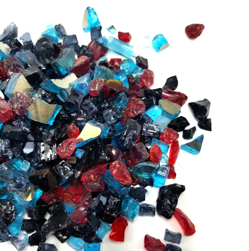 Black Red Blue Blend Reflective Fireglass - Fireplace & Fire Pit Glass Crystals