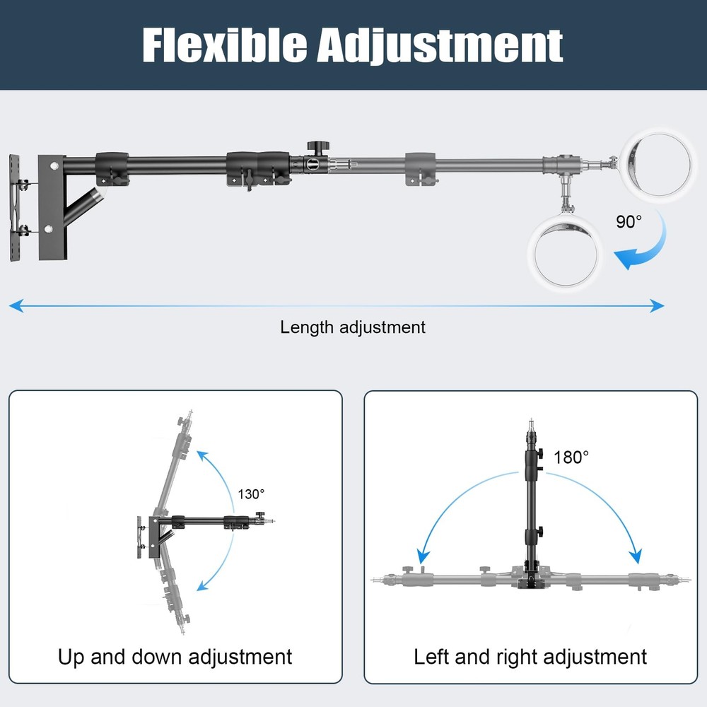 Ring Light Mount - Wall Mount Triangle Boom Arm.43inch/110cm