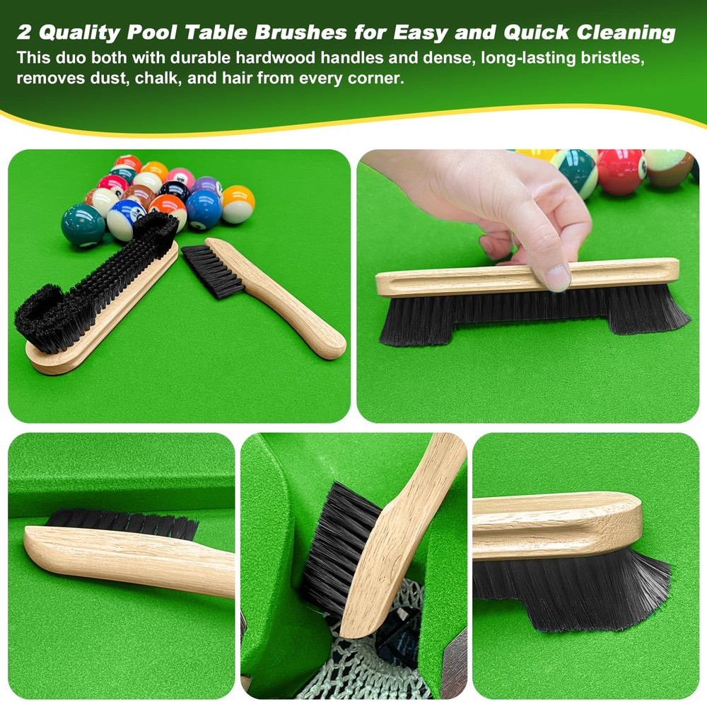 Billiard Pool Table Accessories Kit 10 Piece Set with 2 Pool Table Brushes2 F...