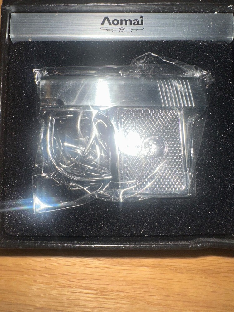 Pistol Shaped Gun Lighter Butane Torch Lighter- Windproof, Refillable, silver
