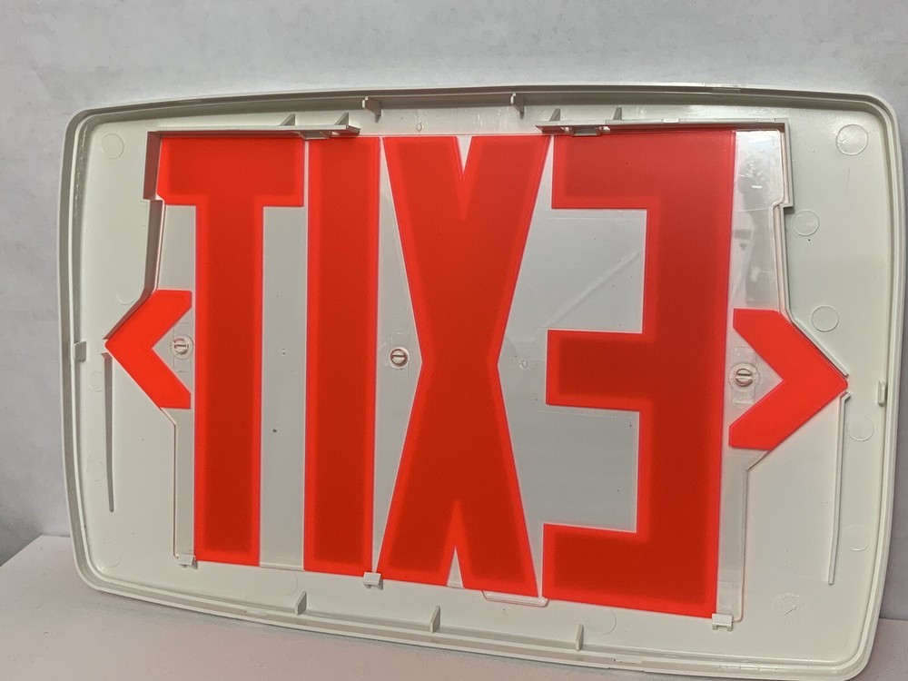 Lithonia LED Red Exit Sign Quantum Series LQM EL N with Battery Backup Bee