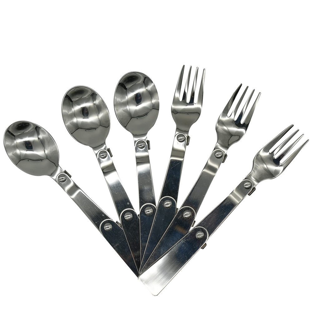 Maydahui 6 PCS Foldable Spoon Fork Portable Camping 6.3*1.4inch, Silver