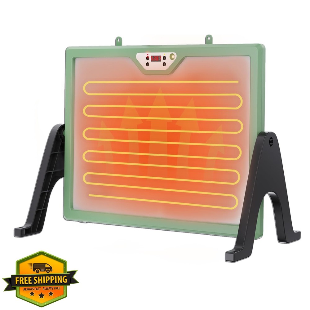 Brooder Chick Heater 35W 12x12 Adjustable Temp Green Chicken Coop