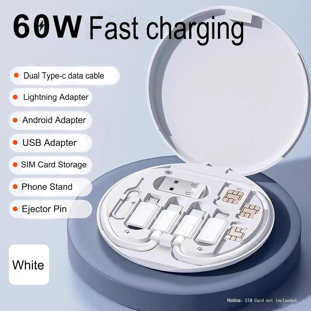 USB C Multi Adapter Kit Micro USB Type C Adapter Charging Cable W/Box, White