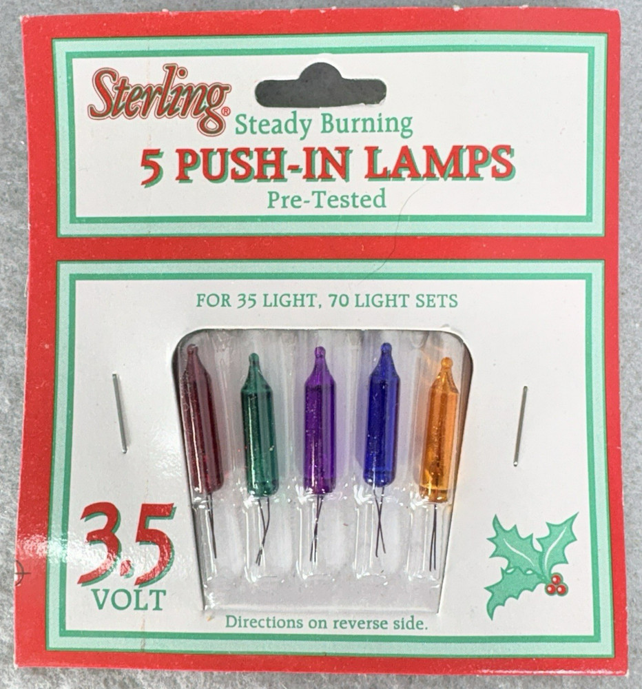 3.5 volt Christmas Light Bulbs MULTI Mini for 35 and 70 Light Strings Vintage