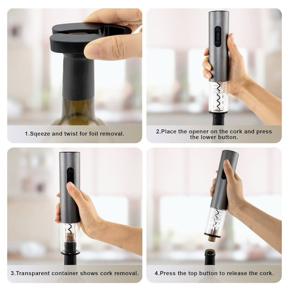USB Rechargeable Electric Wine Bottle Opener Set - Automatic Corkscrew with Wine