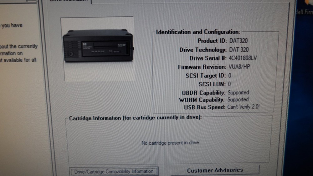 HP DAT320 USB External Tape Drive DAT320 AJ823A 496502-001 Tested