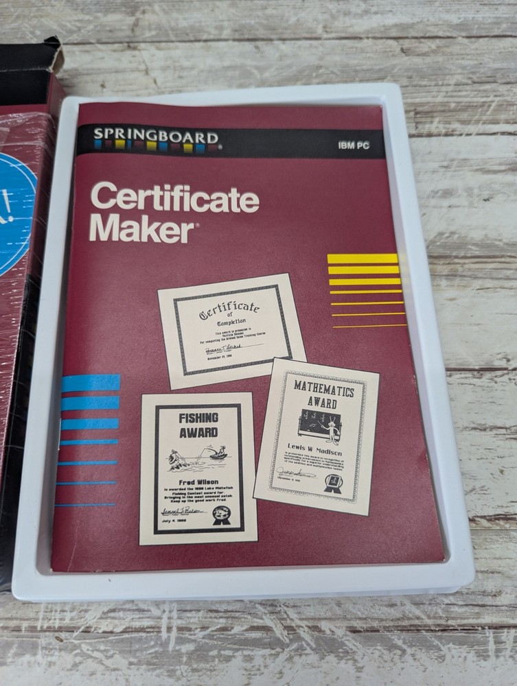 Vintage Springboard Certificate Maker IBM Tandy and compatibles
