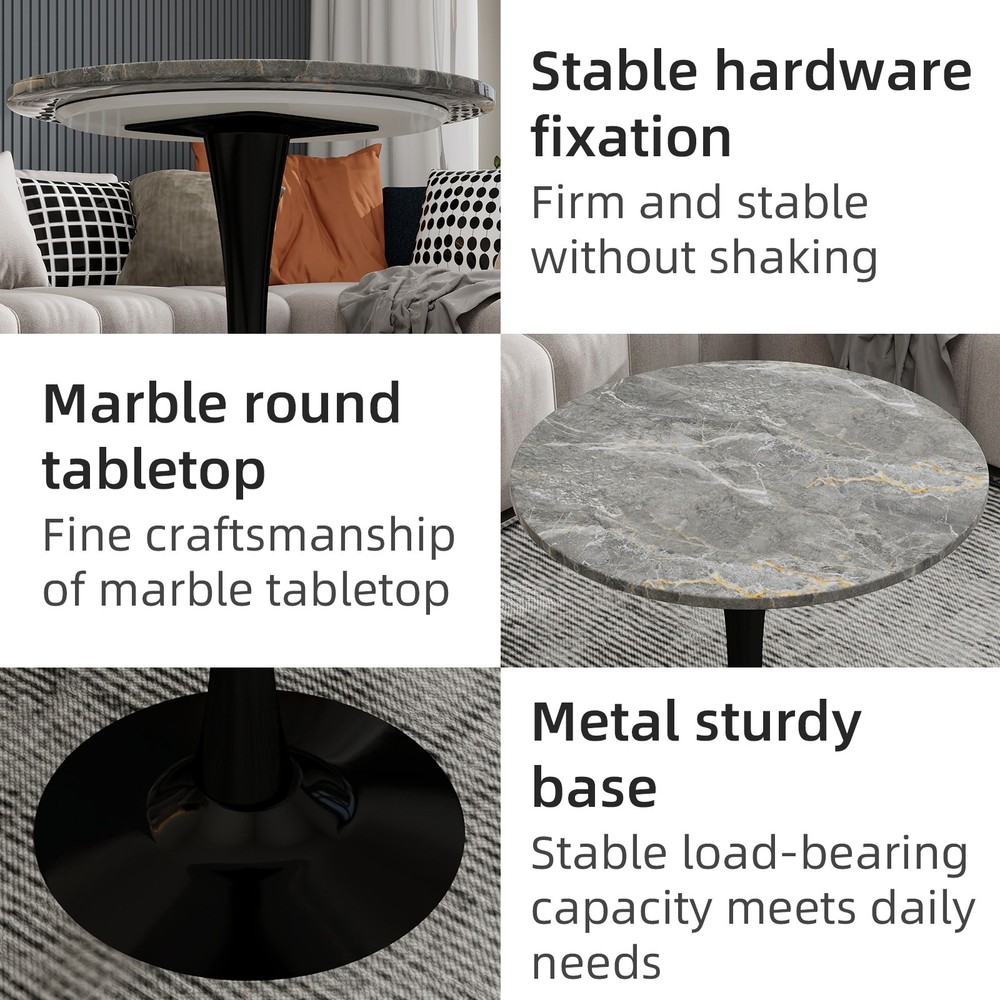 27.6-inch black coffee table, mid-century modern style dining table, accommoda