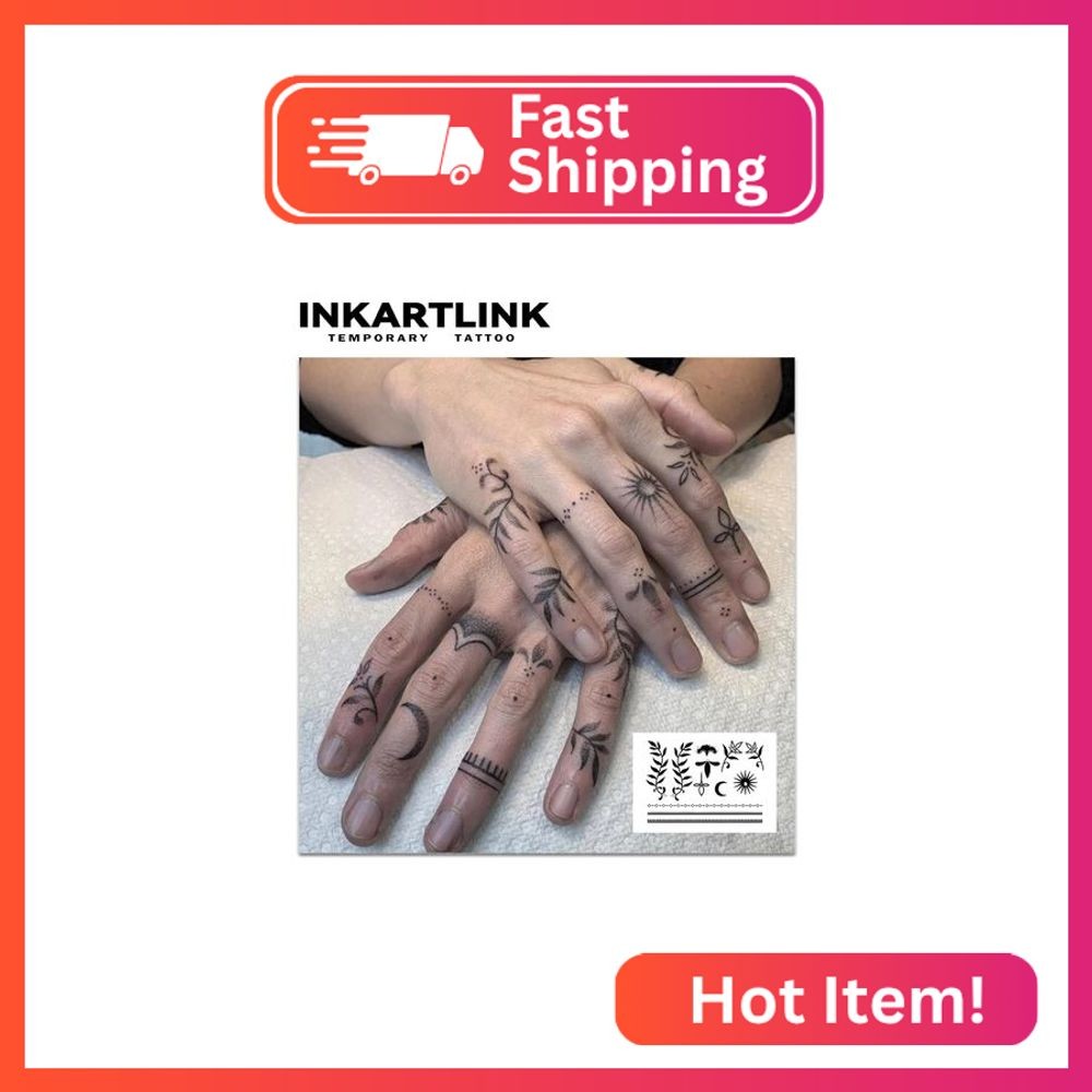 INKARTLINK 2 Sheets Medium Semi Permanent Tattoo Tech - Adult Art Design Tempora
