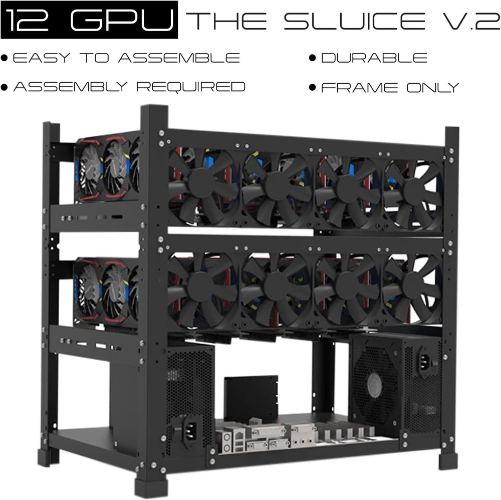 AAAwave The Sluice V2 12GPU Open Frame Mining Rig Frame Chassis