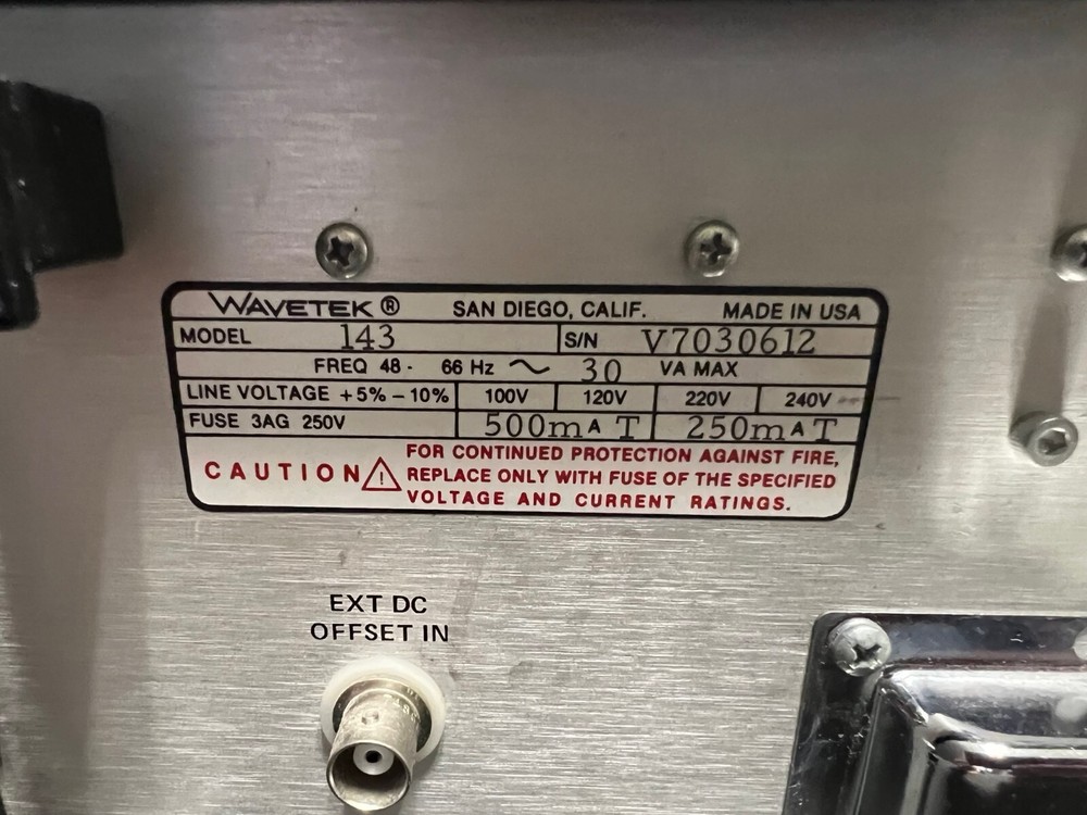Wavetek Model 143 Function Generator, 20 MHz, Calibrated Good til 10/2024!!