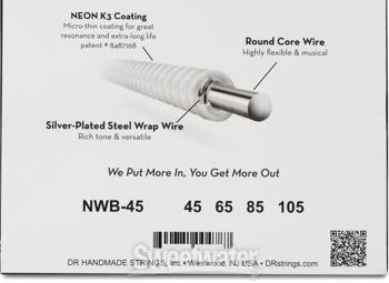 DR Strings NEON Electric Bass Guitar Strings - .045-.105 Medium, White