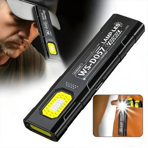 Mini Thin EDC Flashlight with Tail Magnet USB Rechargeable COB Worklight