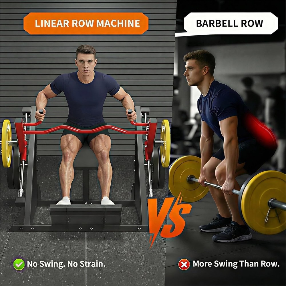 Linear Row Machine for Home Gym-Back Workout Machine with Plate-Loaded Smith Row