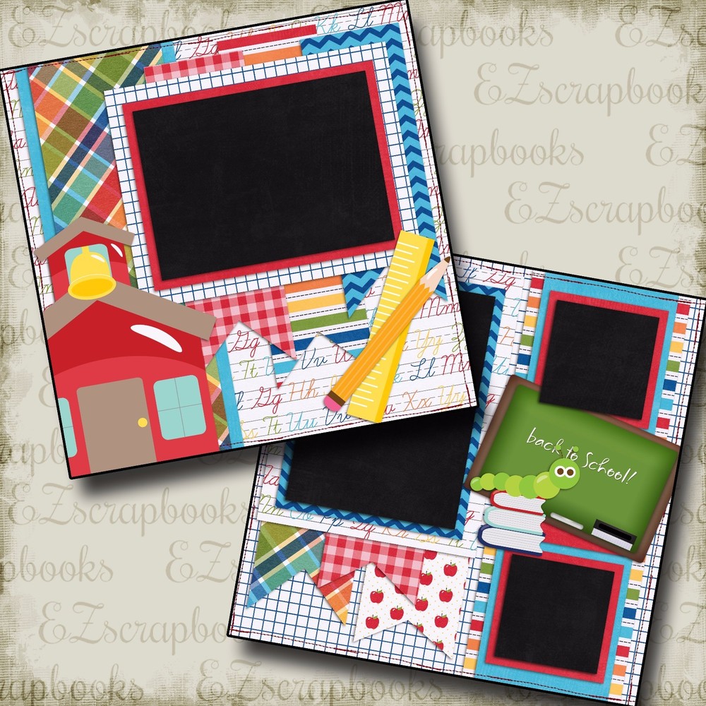 BACK to SCHOOL - Premade Scrapbook Pages - EZ Layout 370