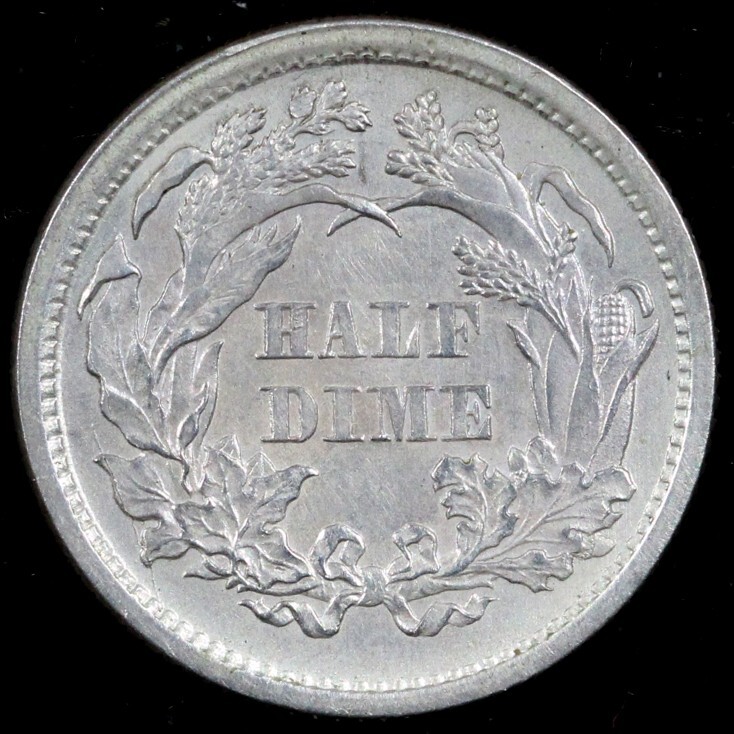 1872 H10c Seated Liberty Half Dime *Cleaned-Prooflike*