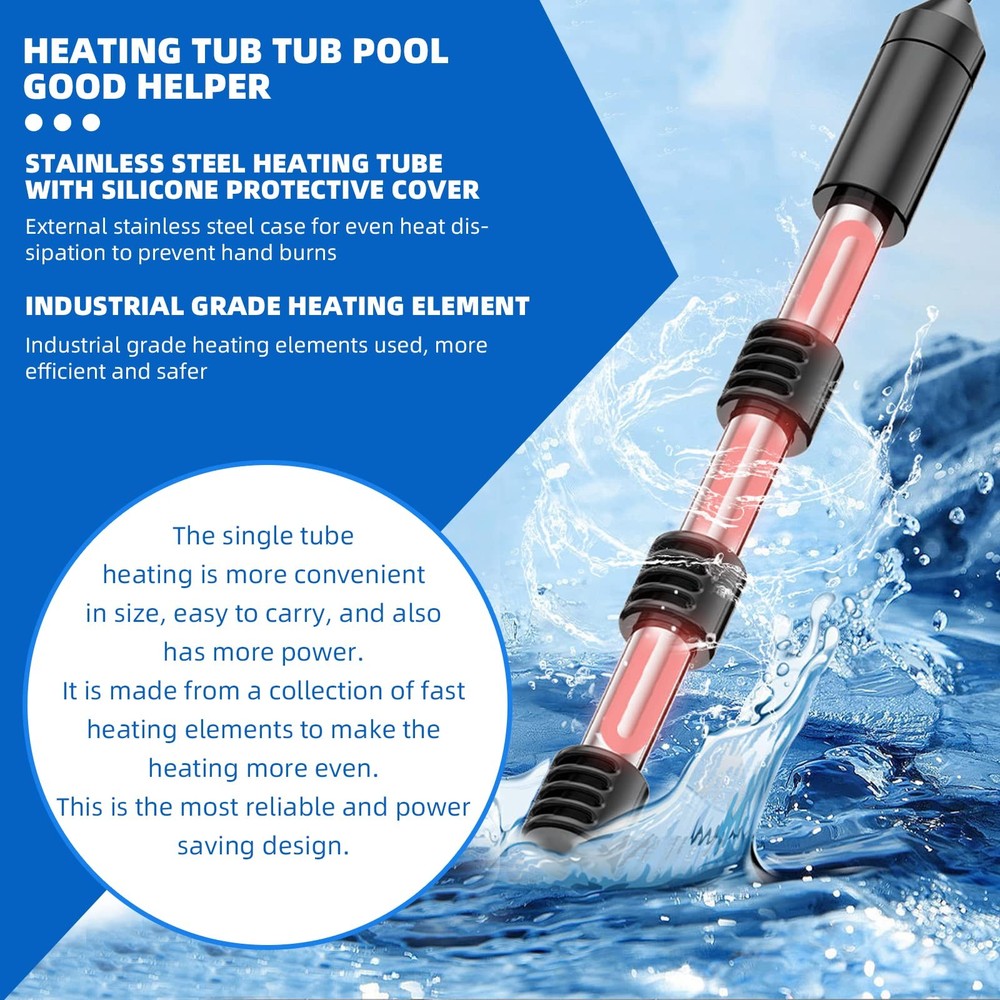 2000W Portable Immersion Water Heater, Made with 304 Stainless Steel and Safe...