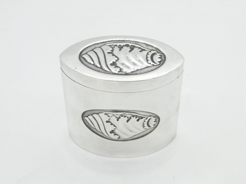 Edwardian Sterling Silver Seashell Pattern Tea Caddy Antique 1902 Sheffield