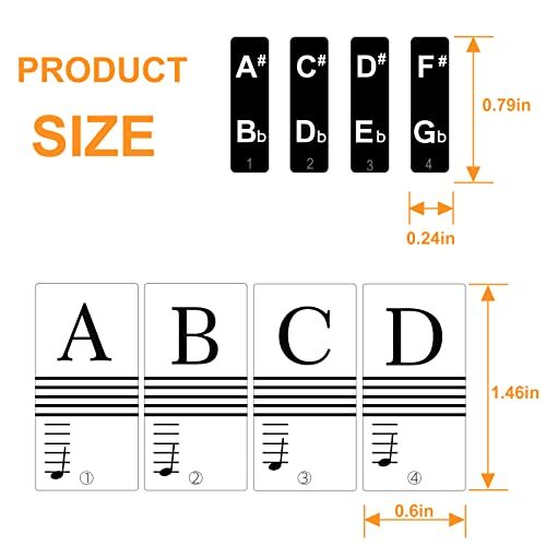 Piano Stickers Keyboard Key Note: Removable Piano Keyboard Note Black White