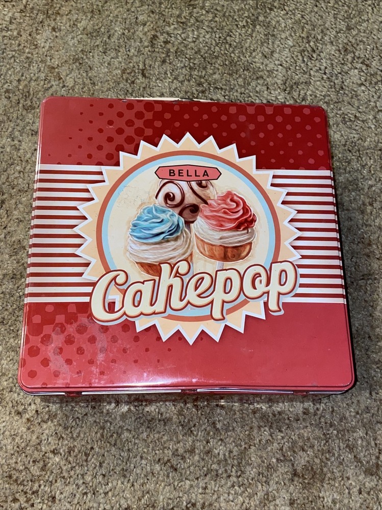 BELLA 12 Cakepop Maker Kit Red Tin Gift Box Set with Handle. Complete.