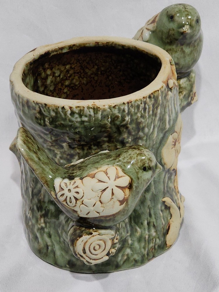 Ceramic Bird Stump Planter