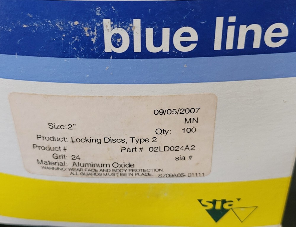 Locking discs type 2, 2" , grit 24, aluminum oxide box of 100