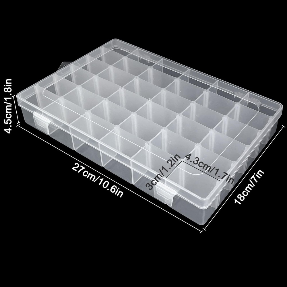 Guyuyii 4 Pack 36-Grid Plastic Clear Organizer 4 36 Compartments, White