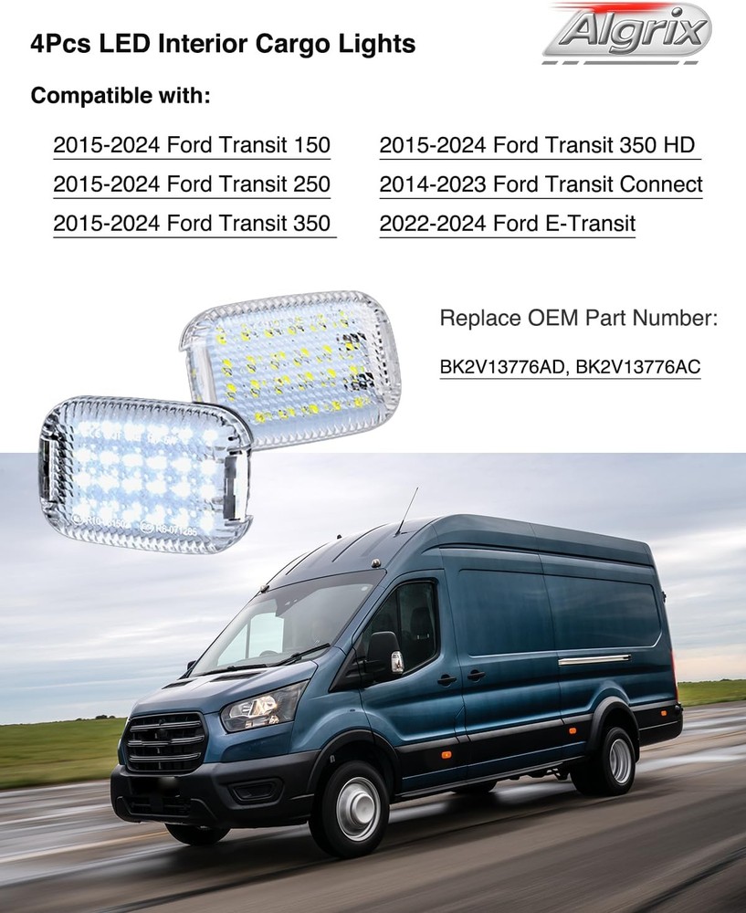 Algrix 4Pcs LED Interior Cargo Lights Load Space Area Dome Includes 4