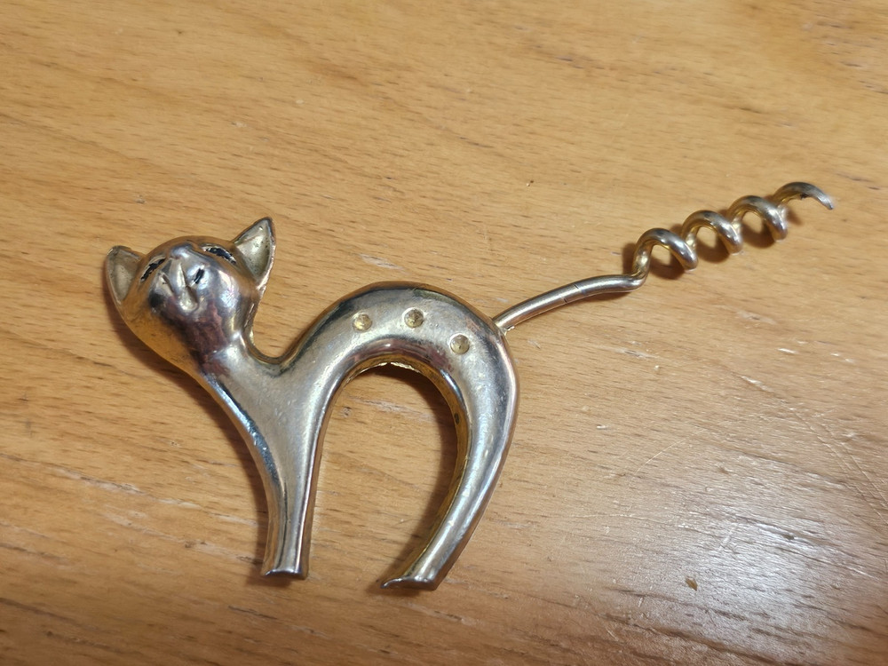 Vintage Cat Corkscrew Tail and Bottle Opener