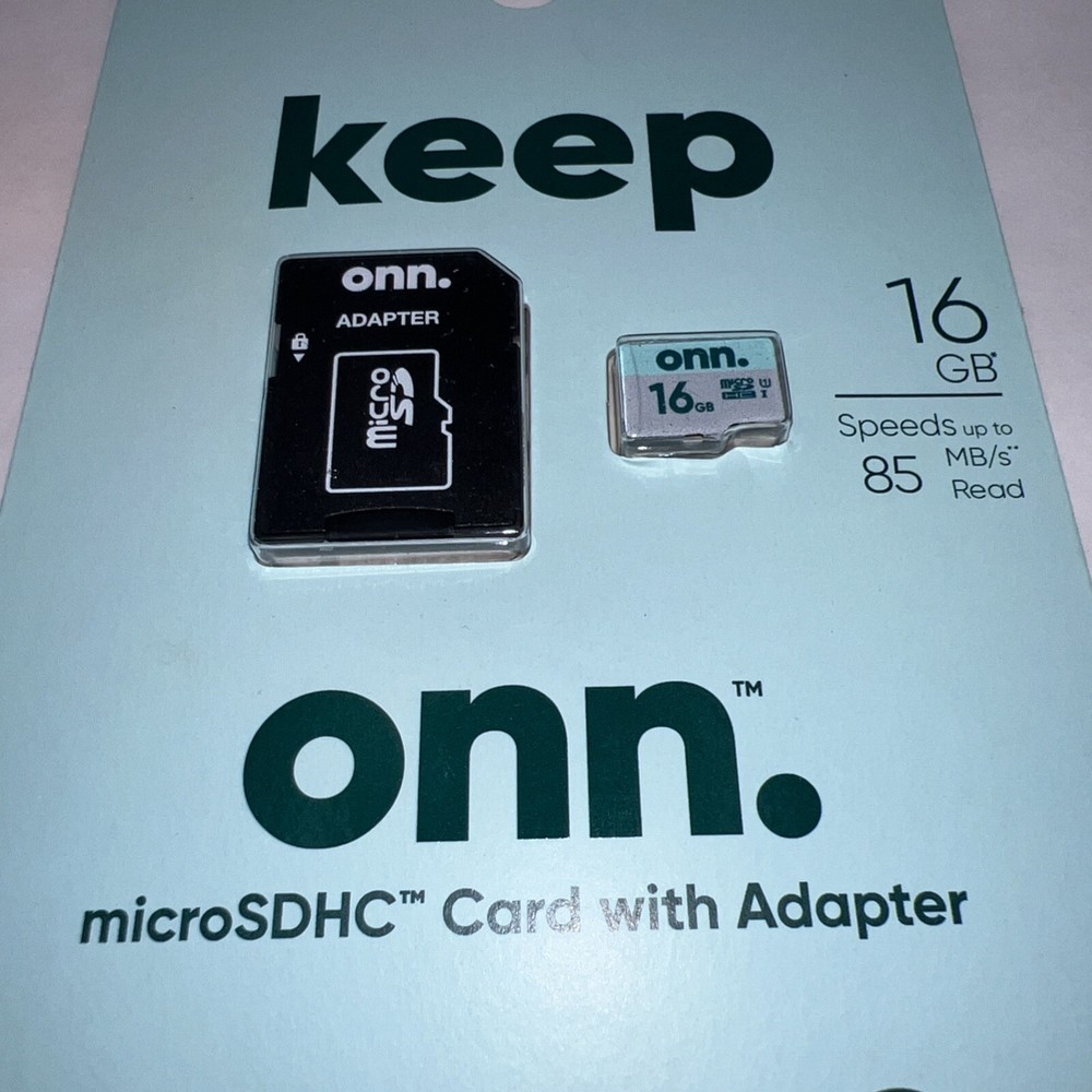 ONN. 16GB Class 10 U1 MicroSDHC Flash Memory Card with Adapter