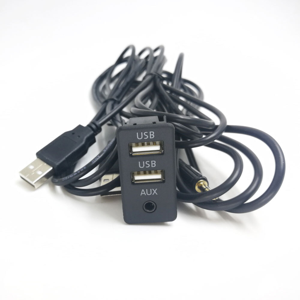 US Car Dash Flush Mount AUX USB Port 1.5M Panel Dual USB Extension Cable Adapter