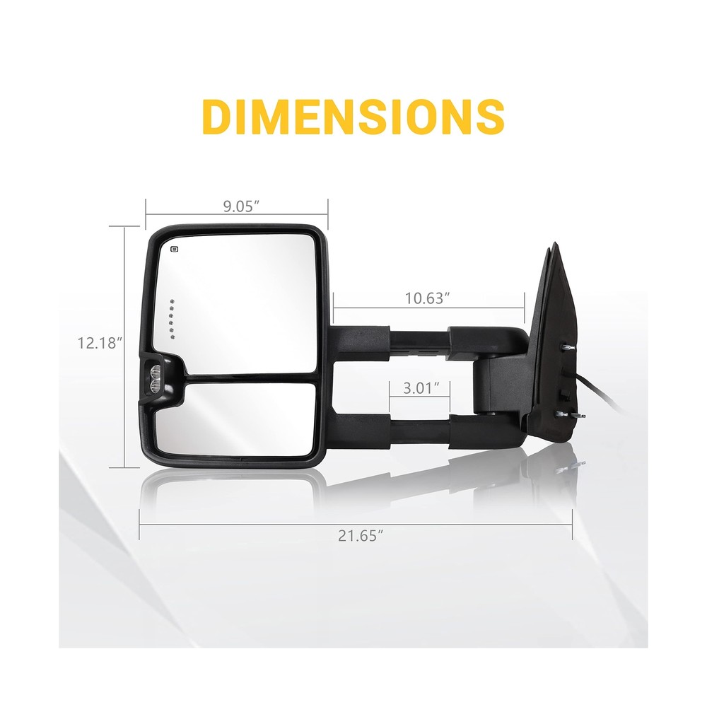 Towing Mirrors Chrome Switchback Turn Lights Compatible with 2003-2007 Chevy ...